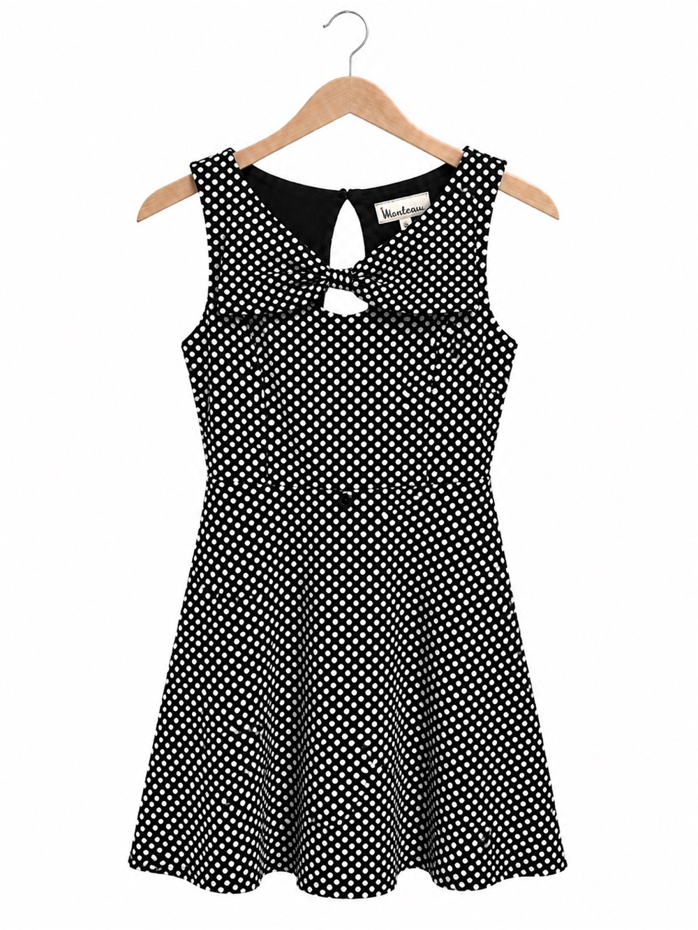 Emily West Girls Size 10 Black White Polka Dot Fit Flare Bow Keyhole Dress